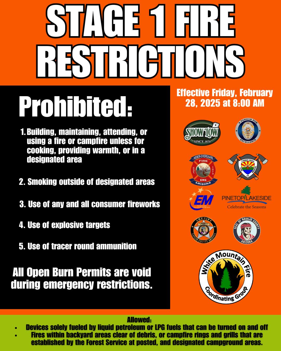 Arizona White Mountain Fire Restrictions